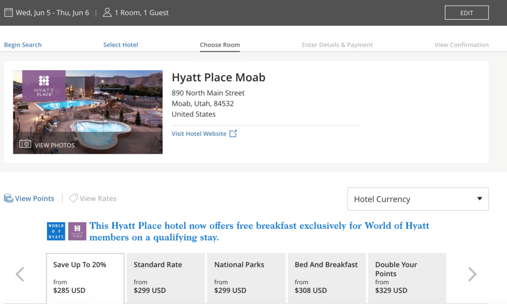 Hyatt Category Chart