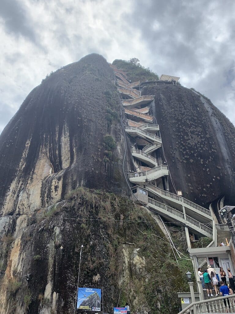 The 740 stairs to climb up Peñol Rock near Guatape, Colombia 