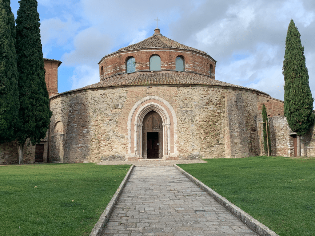 The atypical circular church of San Michele di Arcangelo in Perugia. 