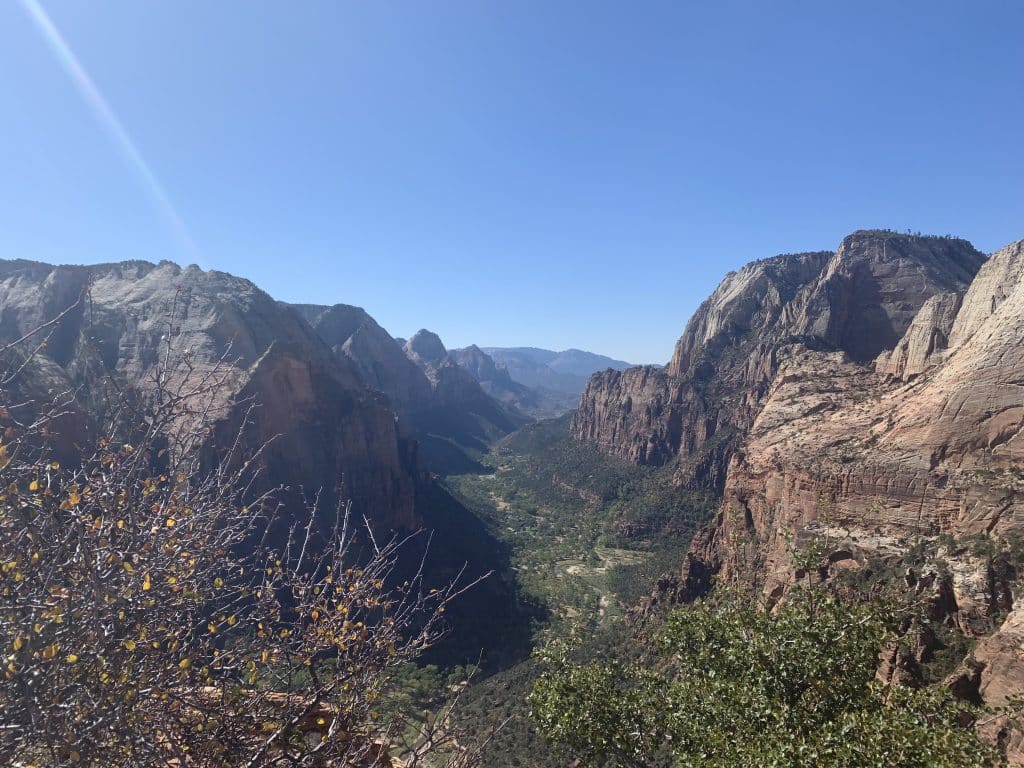 The view from the top of the Angel's Landing hike in Zion National Park, Utah. 