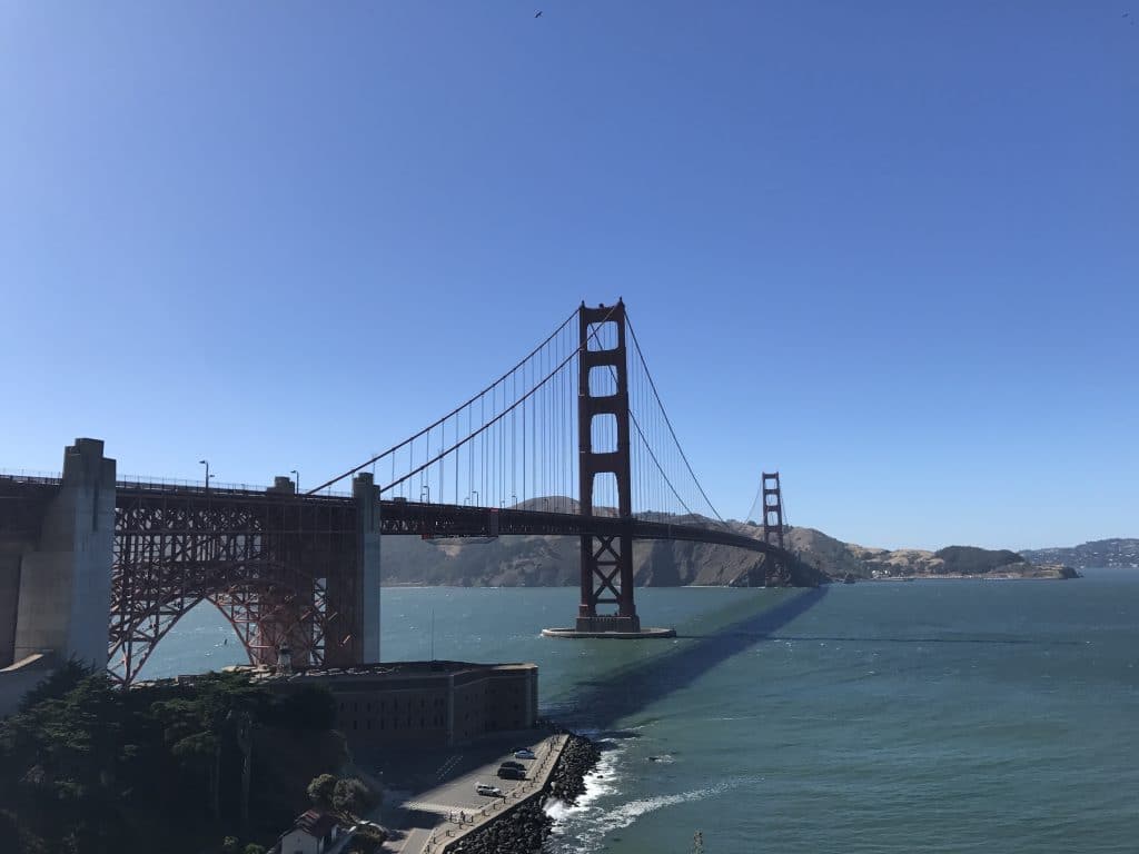 San Francisco's iconic Golden Gate bridge.
