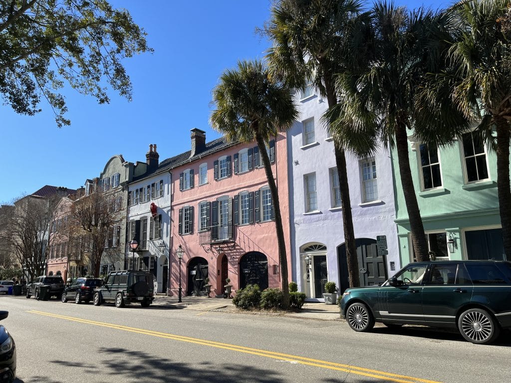 Rainbow Row in Charleston, which has some of the best Summer flight deals from New York, starting at $80 round trip.
