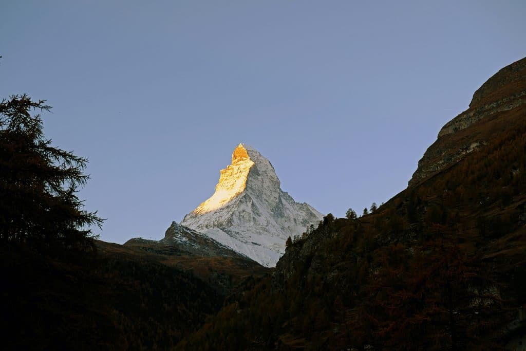 The Matterhorn in Switzerland, at the end of the Haute Route trek. 