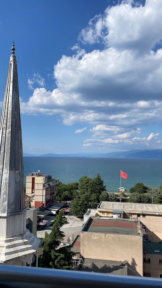 A view of beautiful Lake Ohrid in Pogradec, Albania.