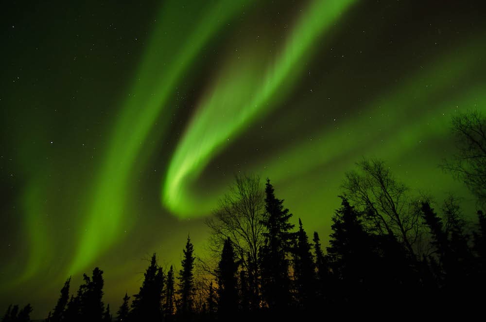 The Northern Lights are visible in Fairbanks, Alaska. 